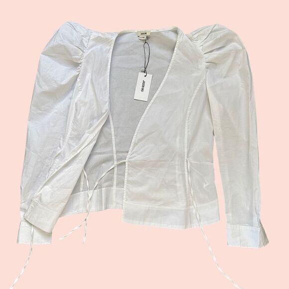 NWT Jason Wu White Wrap Blouse Puffy‎ Sleeves Size S - Picture 3 of 6